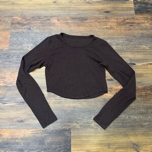Lululemon Long Sleeve Cropped Hold Tight Tee Espresso Brown Size 8